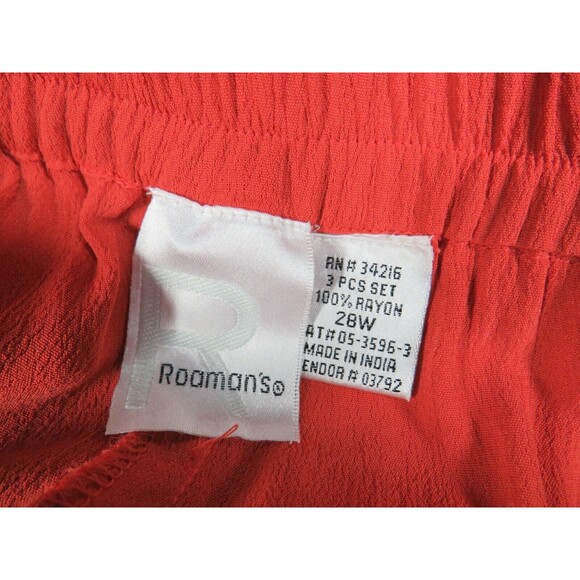 Roaman's Women's Rust Orange Crinkle Gauze Wide Leg Pull On Pants Plus 28W - Picture 11 of 13